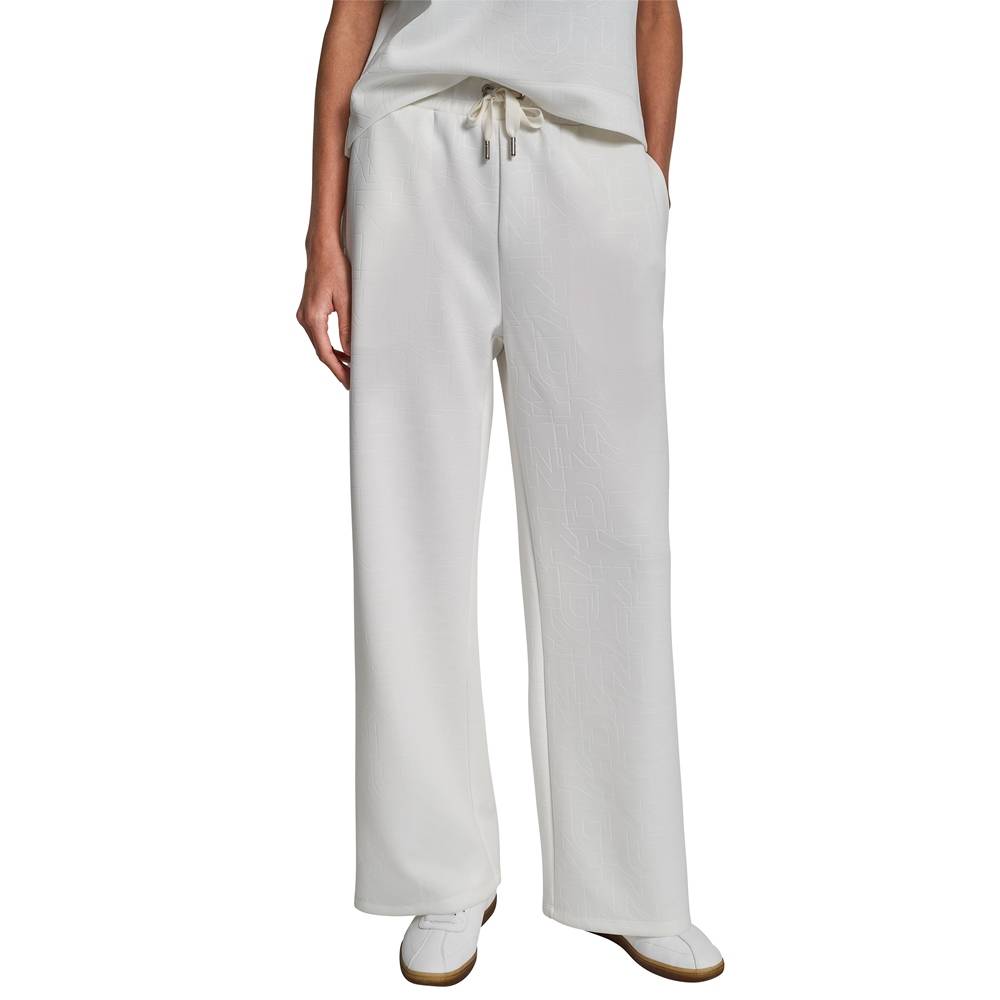 DKNY DEBOSSED WIDE LEG SCUBA SWEATPANTS