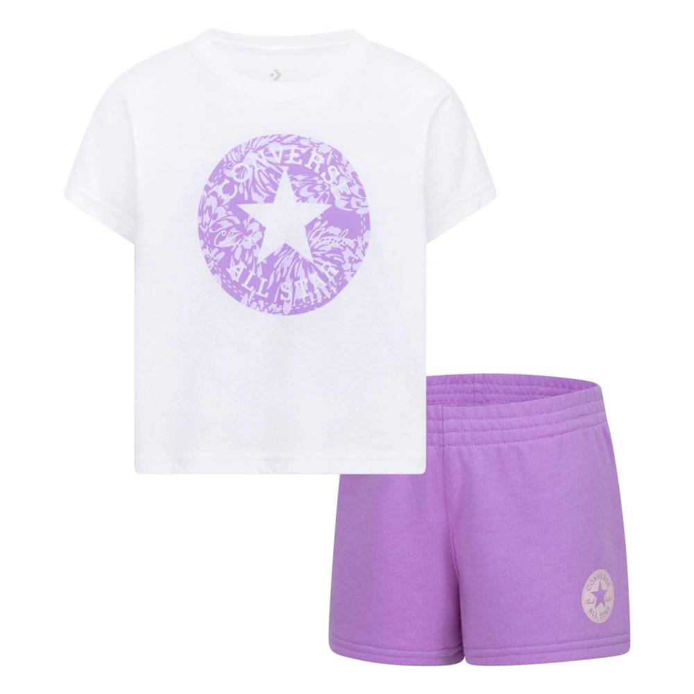 CONVERSE LITTLE GIRLS FLORAL TEE & SHORT SET