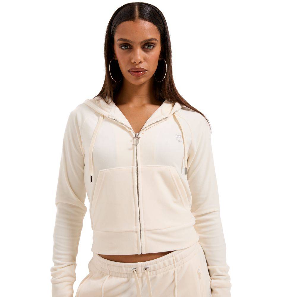 JUICY COUTURE MADISON CLASSIC VELOUR OUTLINE DIAMANTE ZIP HOODIE