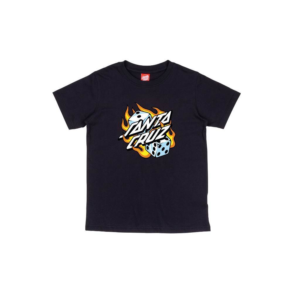 SANTA CRUZ YOUTH FLAMING DICE DOT T-SHIRT