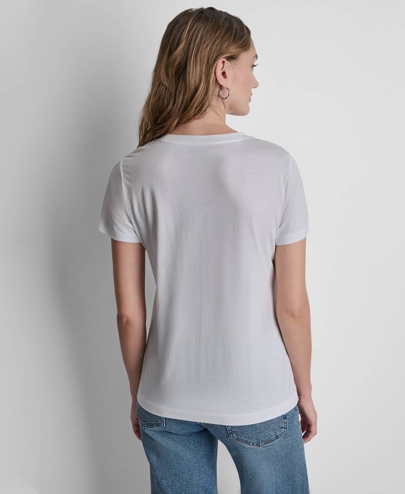 DKNY STACKED SEQUIN LOGO TEE