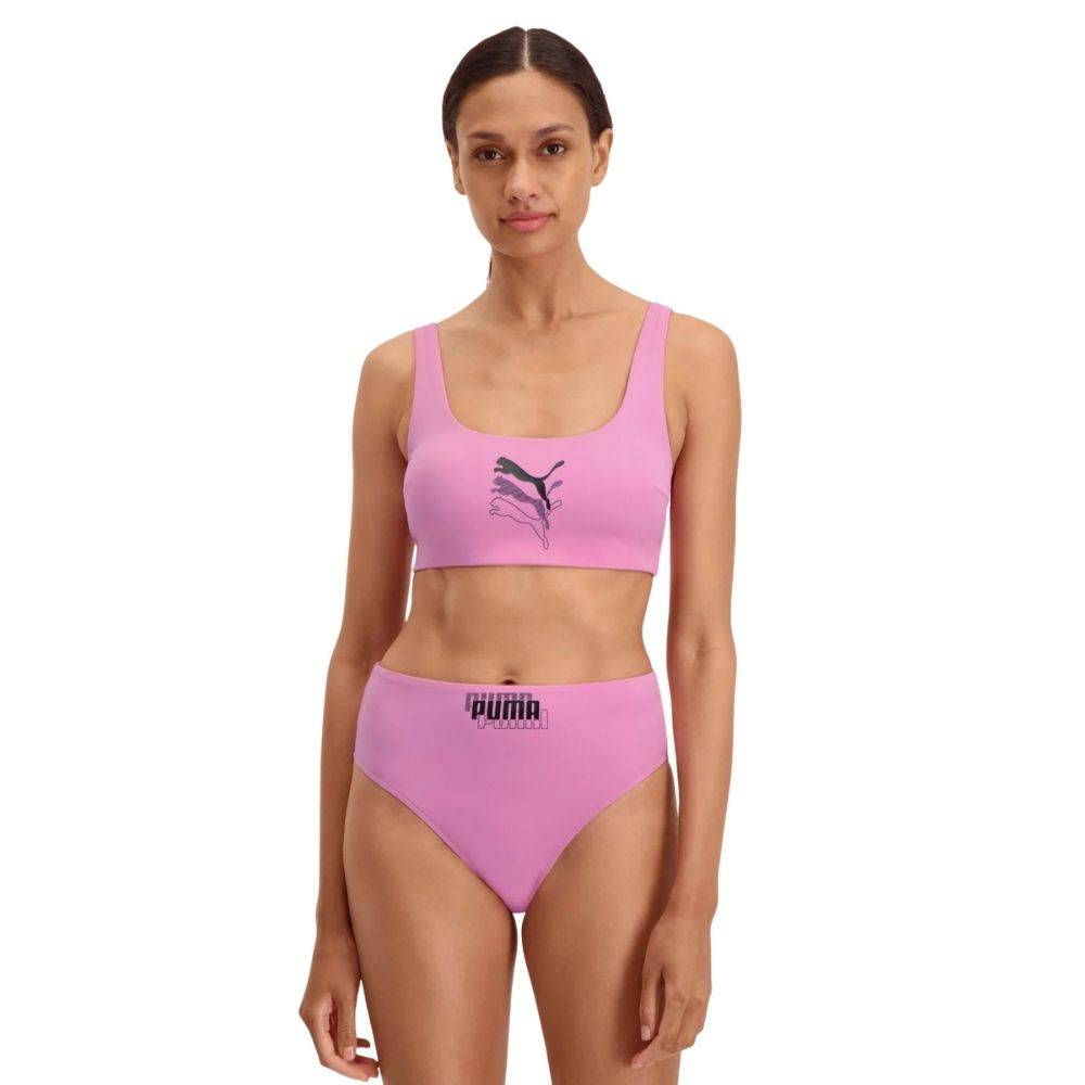 PUMA SWIM WOMENS HIGH WAIST BIKINI BOTTOM