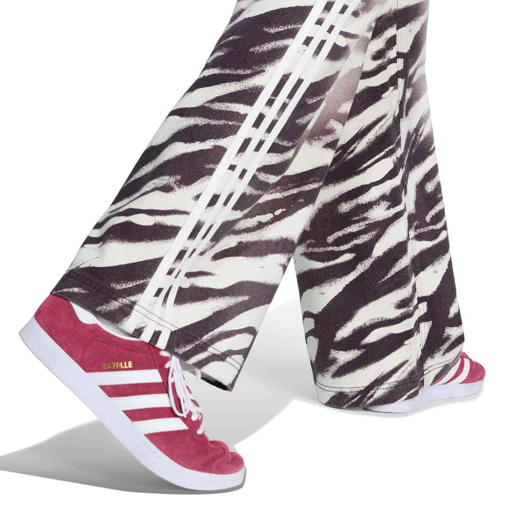 ADIDAS ORIGINALS ADILENIUM SEASON 6 ZEBRA PRINT WIDE LEG DENIM PANTS