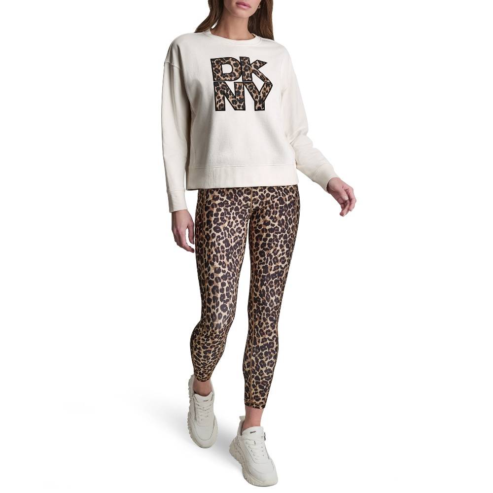 DKNY LEOPARD LOGO CREW TOP