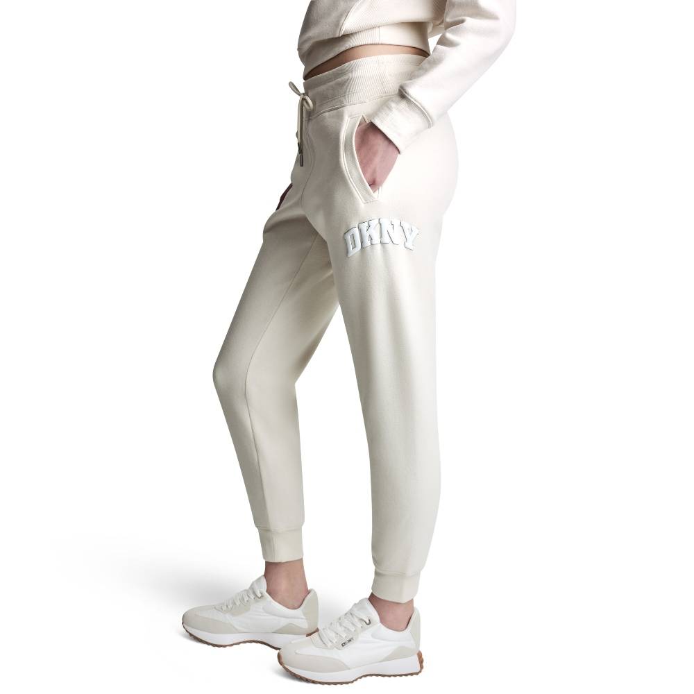 DKNY VARSITY LOGO MID RISE RIB WAIST AND CUFF JOGGER