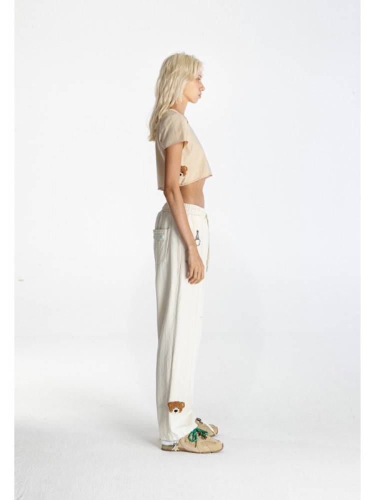 MWM TEDDY BEAR WIDE LEG DENIM PANTS