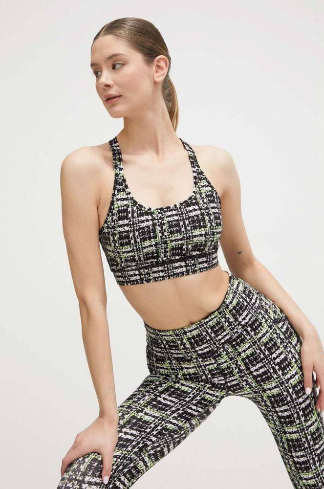 DKNY SPORT BOUCLE PLAID PRINT STRAPPY  BRA