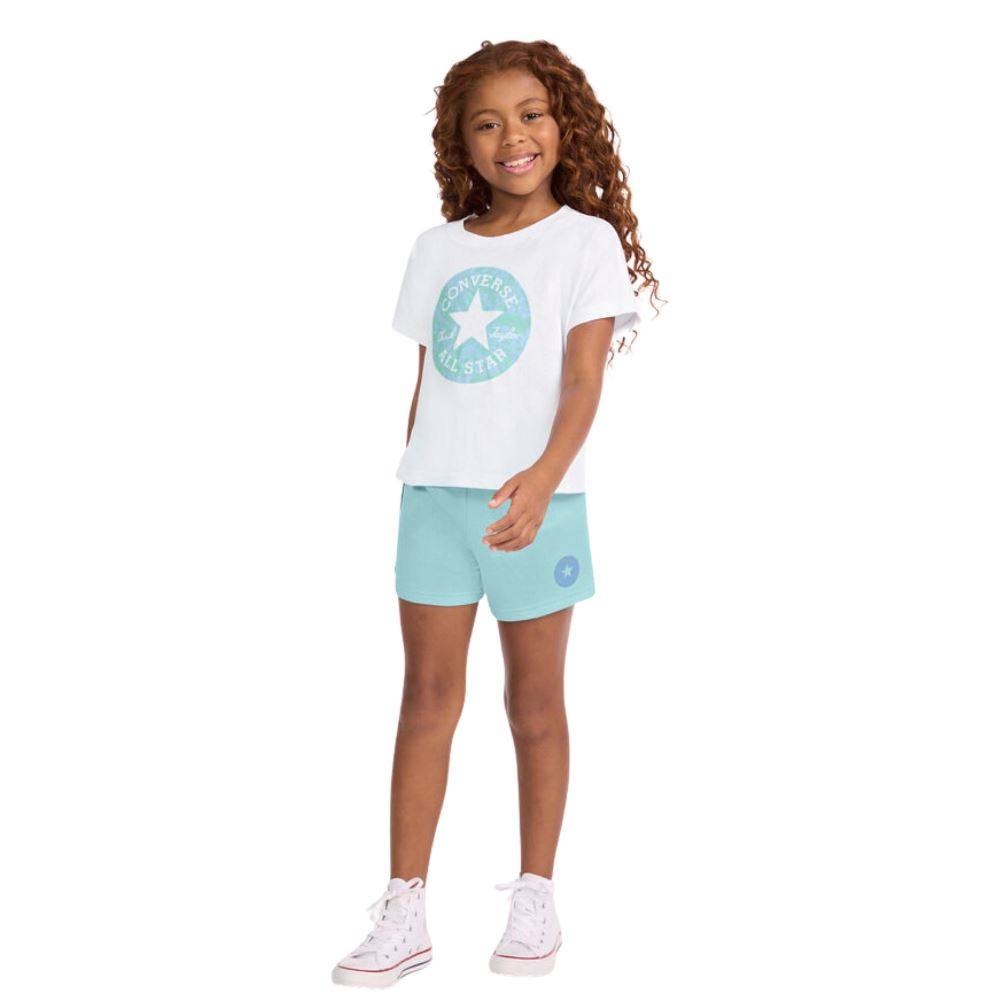CONVERSE LITTLE GIRLS FLORAL TEE & SHORT SET