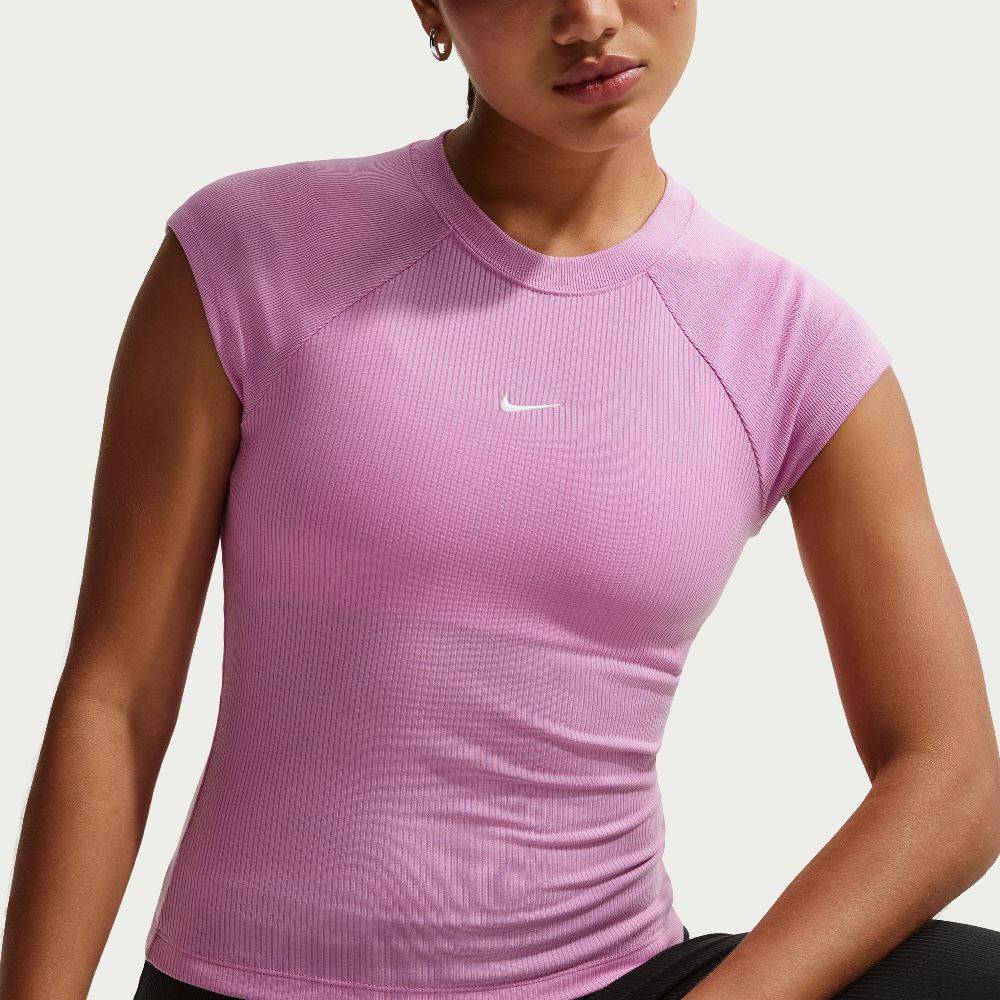NIKE WOMENS CHILL KNIT SS RIBBED TOP