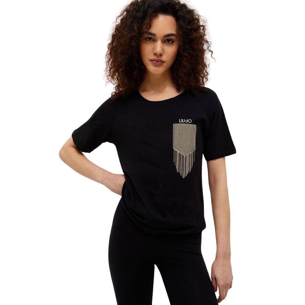 LIU JO ECO FRIENDLY T-SHIRT WITH RHINESTONES