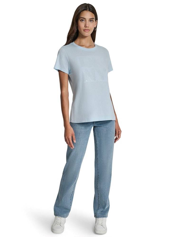 DKNY SEQUIN LOGO CREW NECK TEE