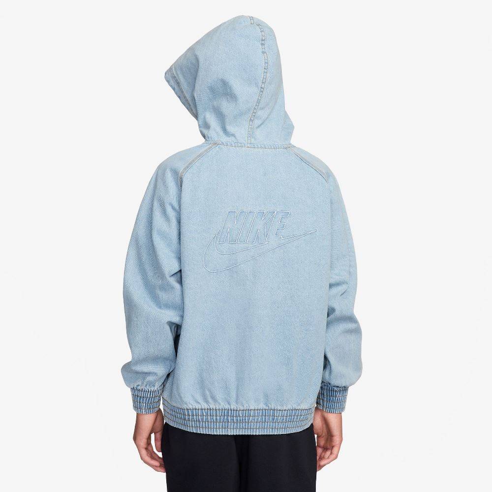 NIKE KIDS FULL-ZIP HOODED DENIM JACKET