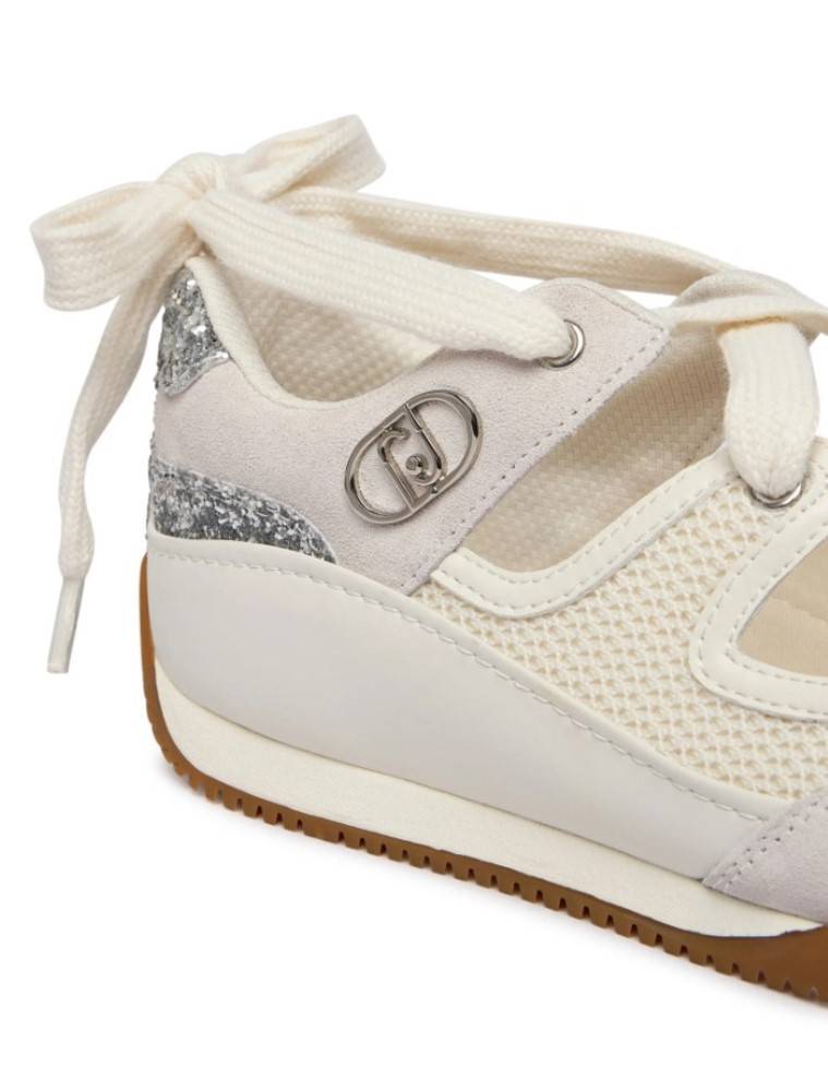 LIU JO LEWIS 03 - SUEDE BALLET SNEAKERS WITH GLITTER INSERTS