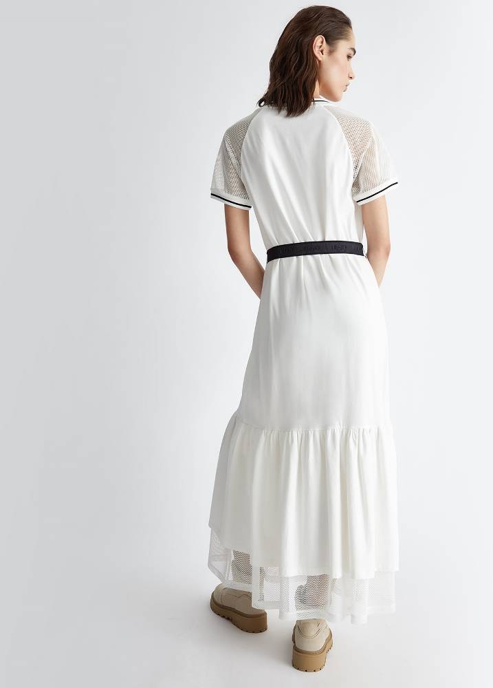 LIU JO MAXI DRESS WITH MESH SLEEVES