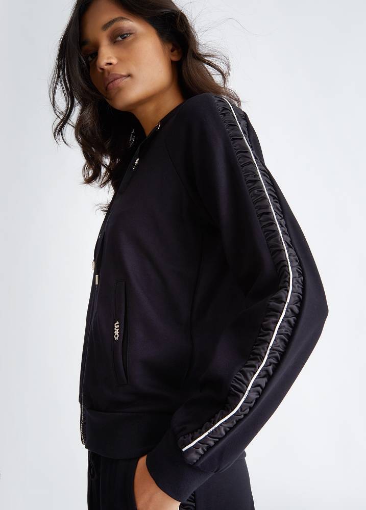 LIU JO SATIN SIDE DETAILS ZIP HOODIE