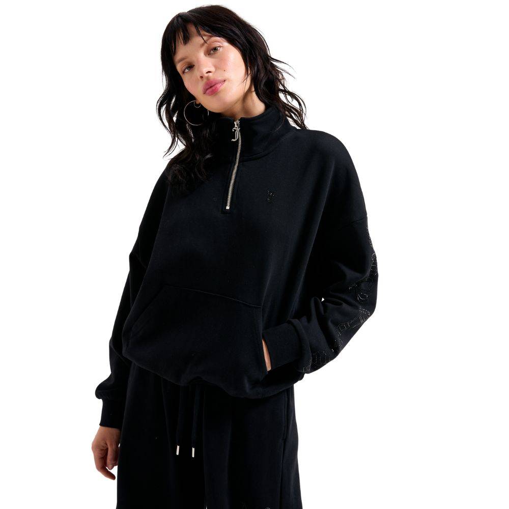 JUICY COUTURE ICCLE FLEECE DIAMANTE OVERSIZED CROPPED HOODIE