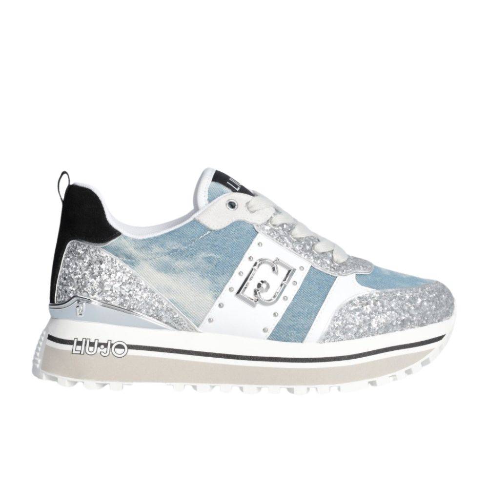 LIU JO MAXI WONDER 71 -  PLATFORM DENIM AND GLITTER SNEAKER