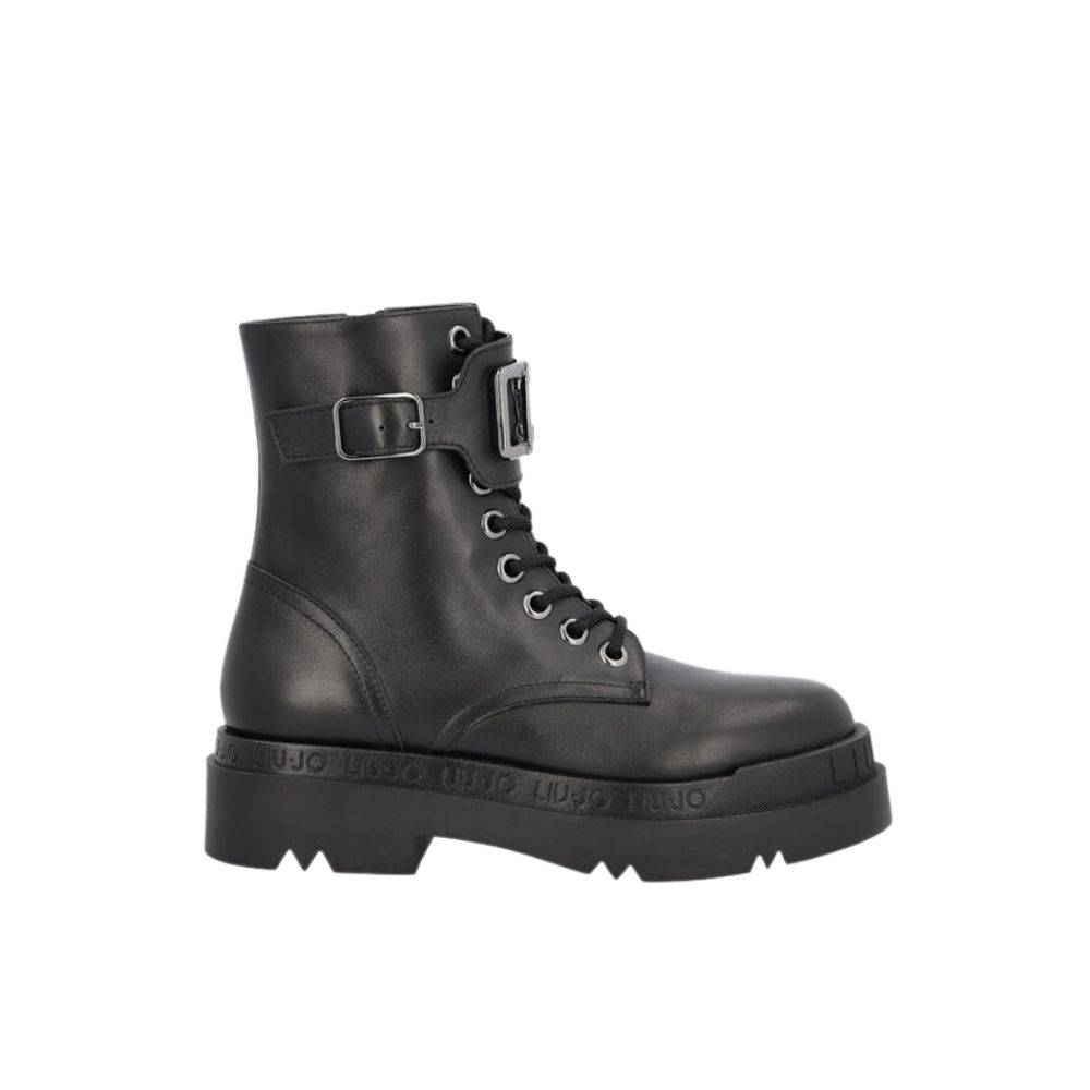 LIU JO LOVE 15 GENUINE LEATHER PLATFORM COMBAT BOOT