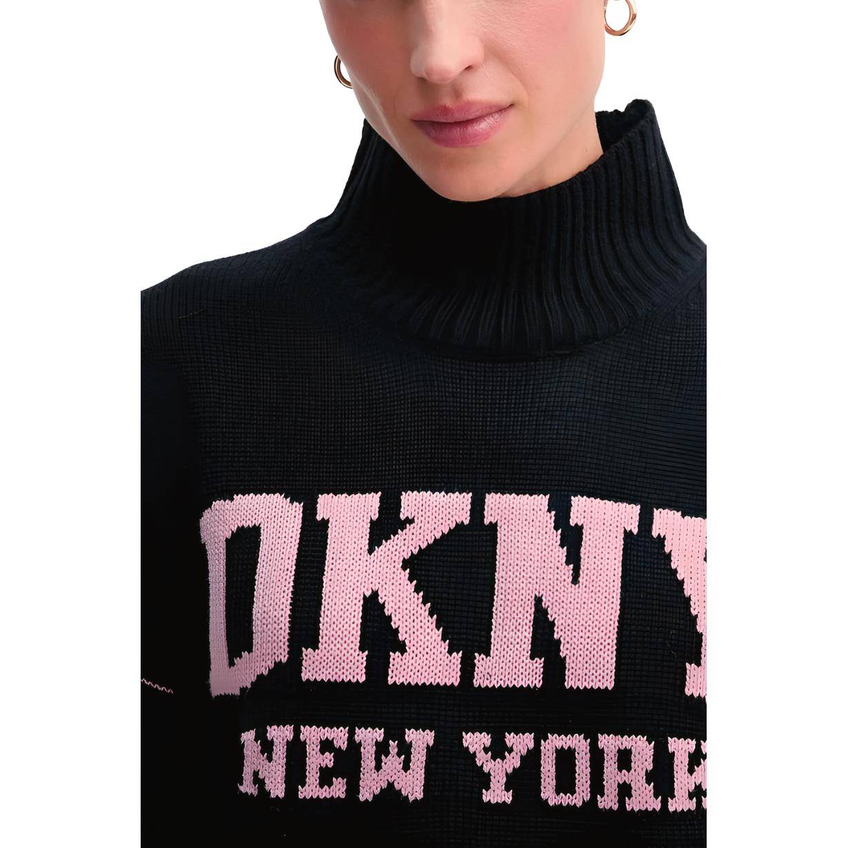 DKNY INTARSIA LOGO TURTLE TOP