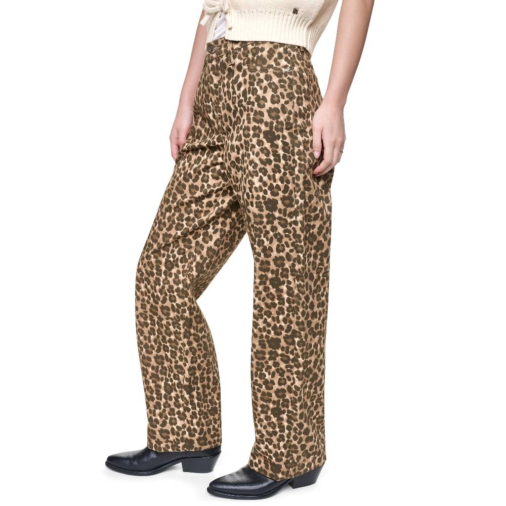 DKNY HIGH RISE CLASSIC STRAIGHT LEOPARD PRINT JEANS