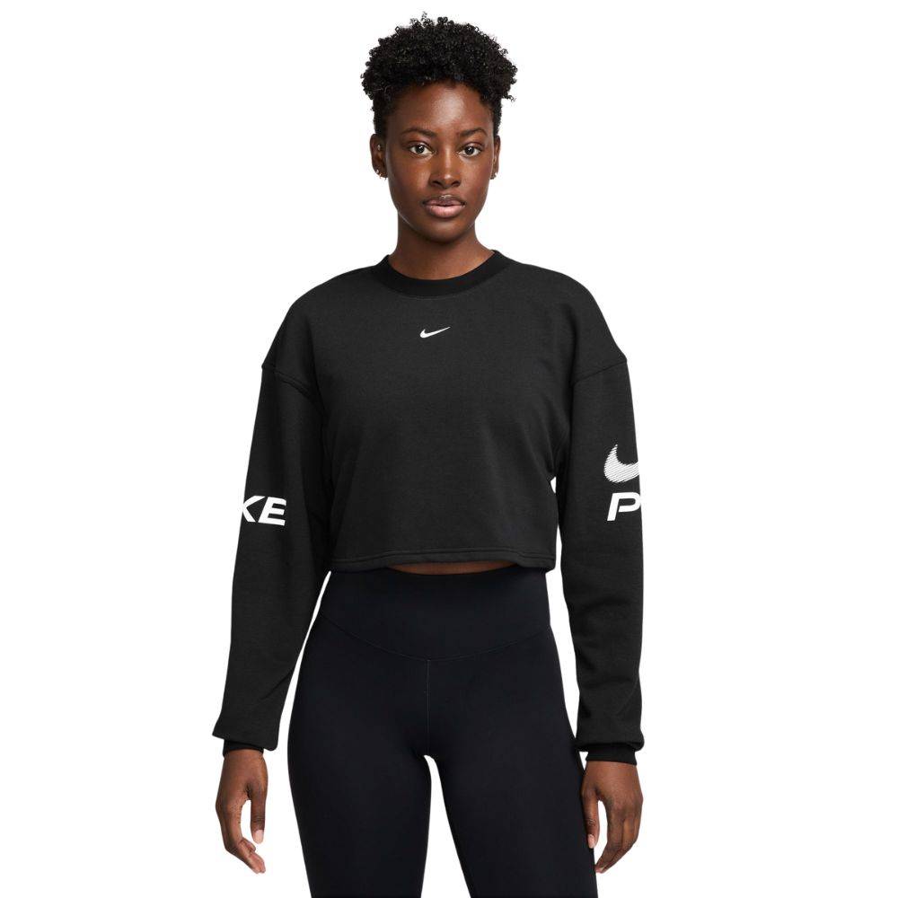 NIKE PRO DRI-FIT WOMENS FRENCH TERRY LOOSE CREW