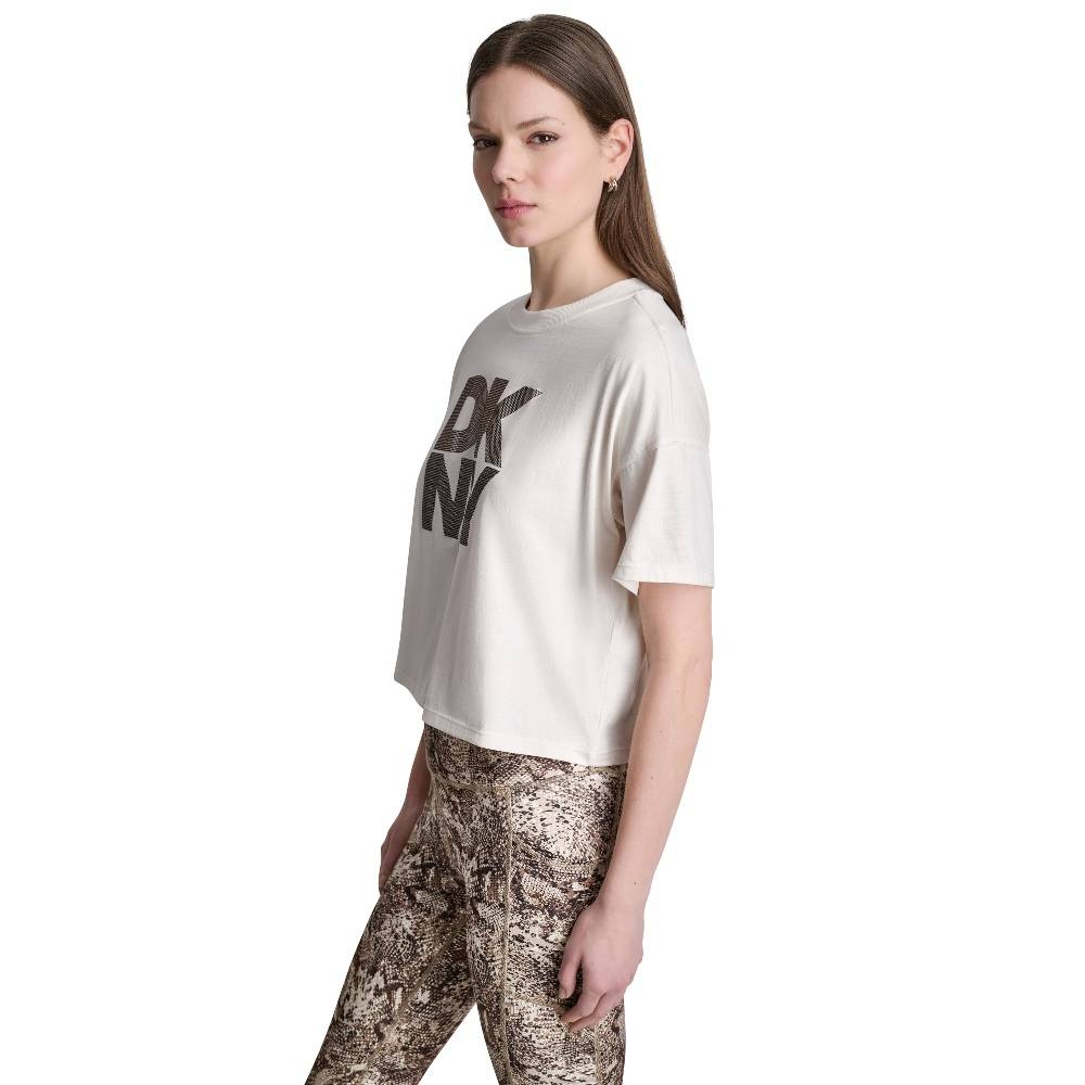 DKNY STACKED OMBRE RHINESTONE LOGO TEE
