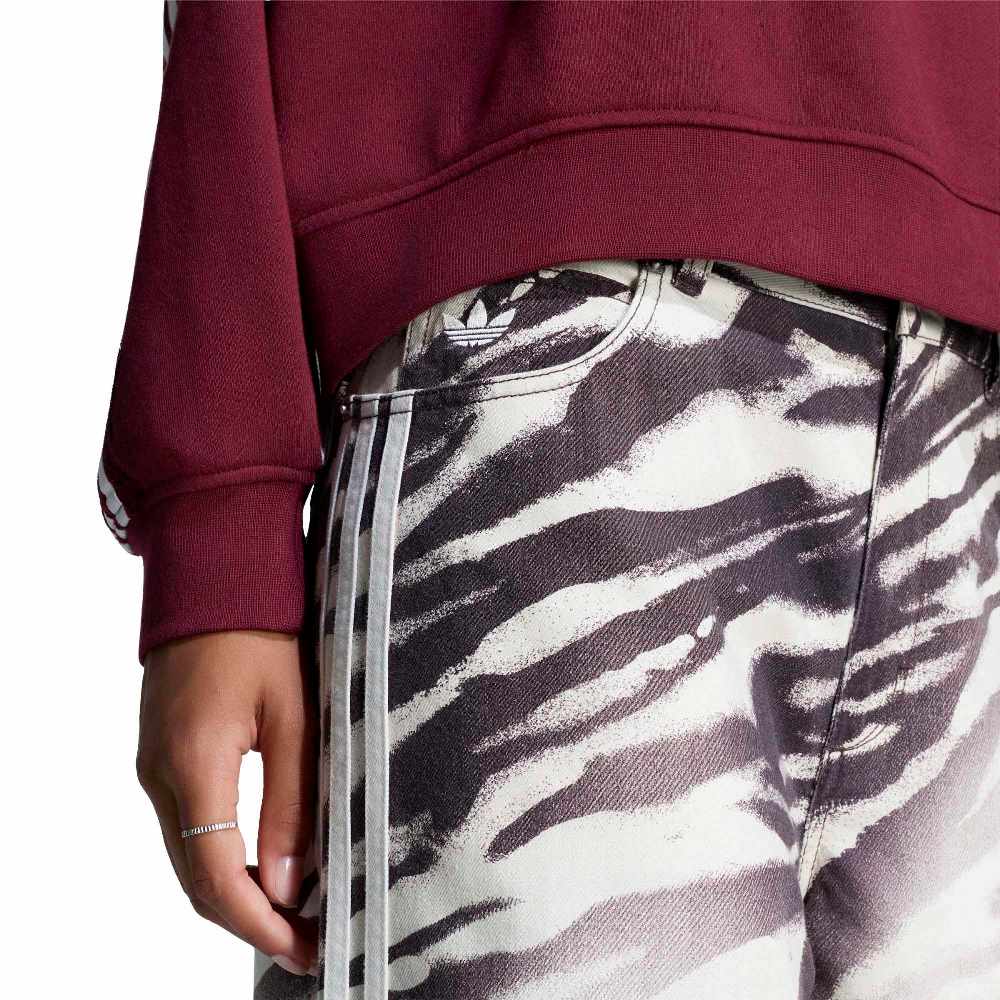 ADIDAS ORIGINALS ADILENIUM SEASON 6 ZEBRA PRINT WIDE LEG DENIM PANTS