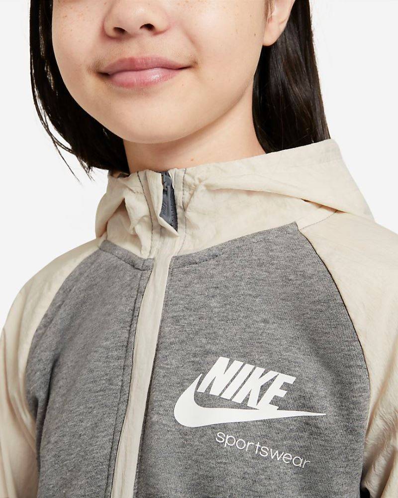 NIKE GIRLS SPORTSWEAR HERITAGE FULL-ZIP HOODIE