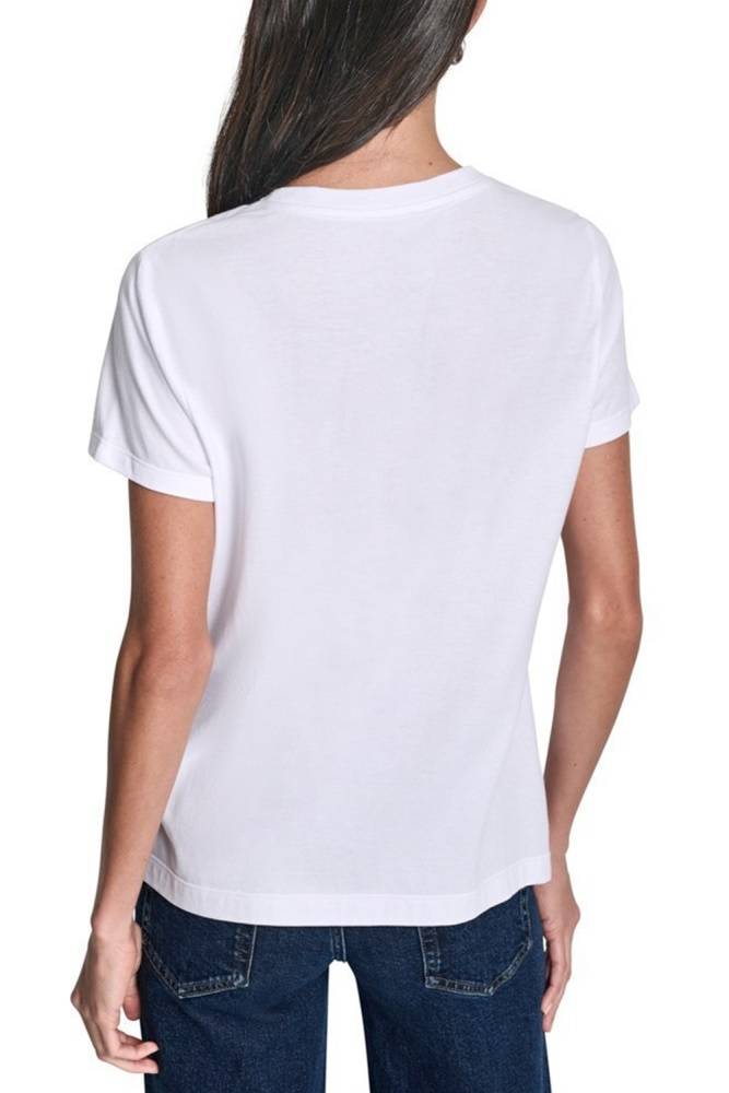DKNY STUDDED LOGO CREW NECK TEE