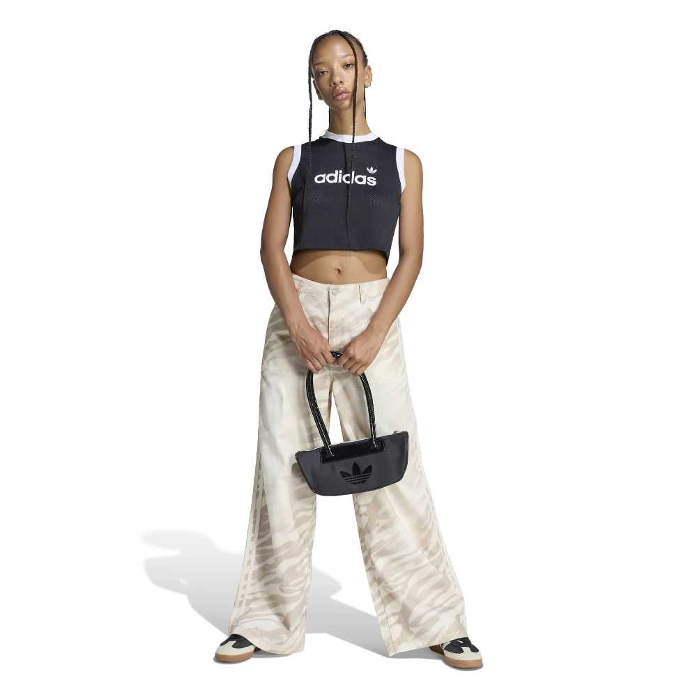 ADIDAS ORIGINALS ADILENIUM SEASON 6 ZEBRA PRINT WIDE LEG DENIM PANTS