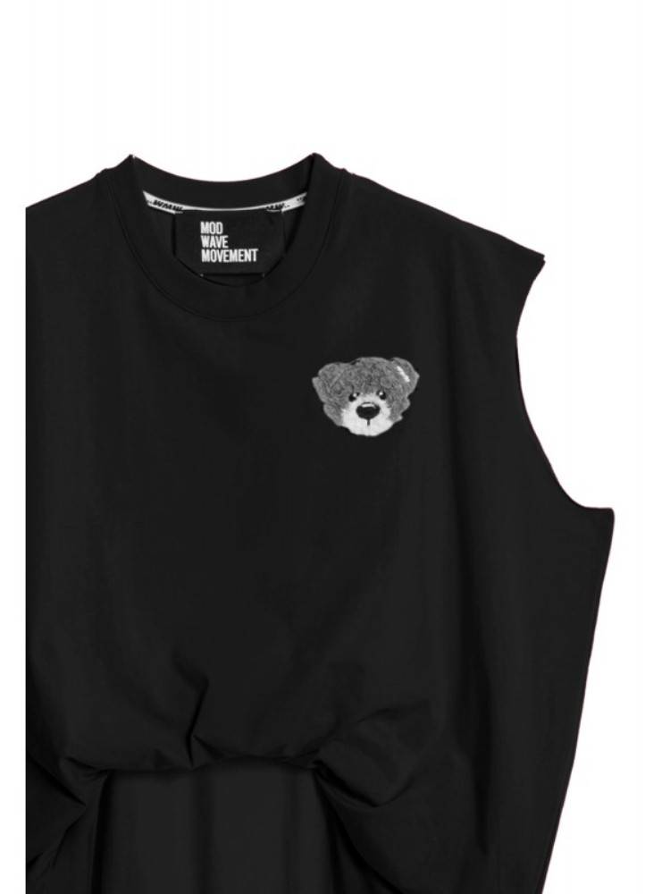 MWM TEDDY BEAR FLOCK PATCH OVERSIZED TANK TOP WOMEN