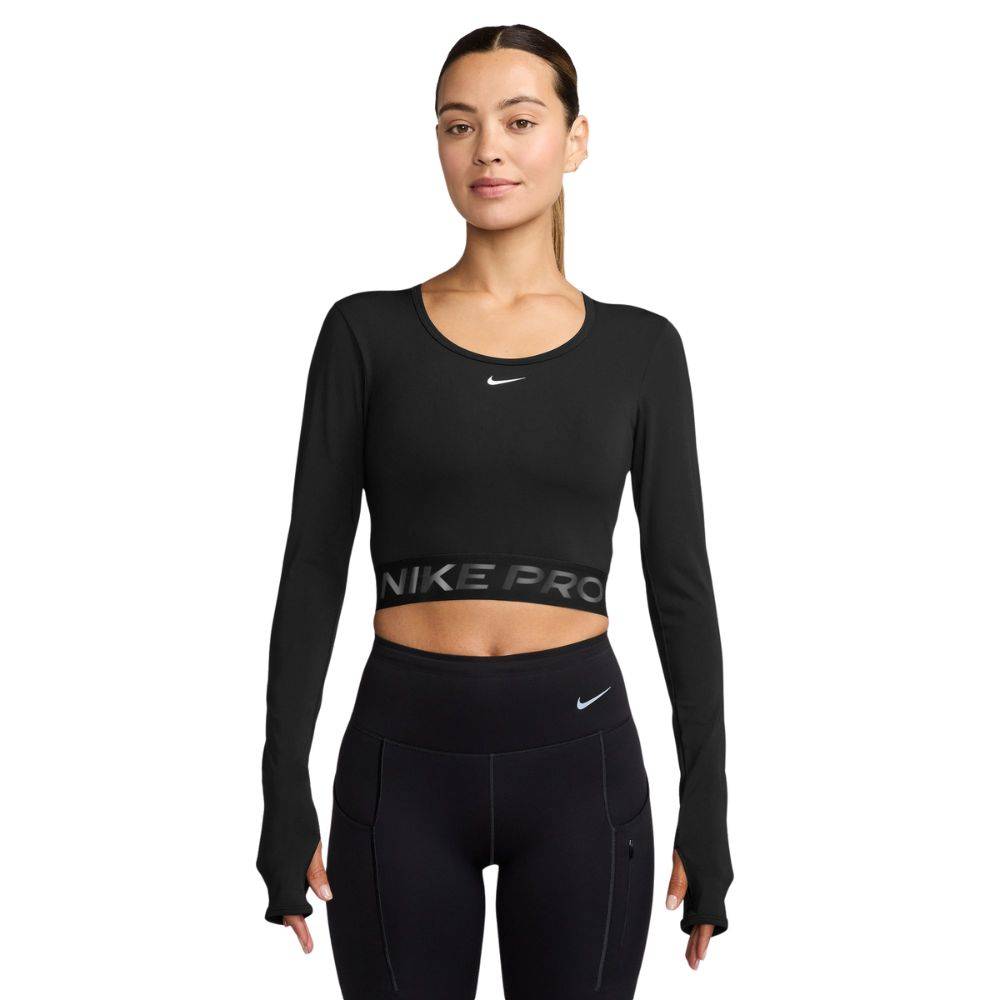 NIKE PRO DRI-FIT WOMENS LS CROPPED TOP