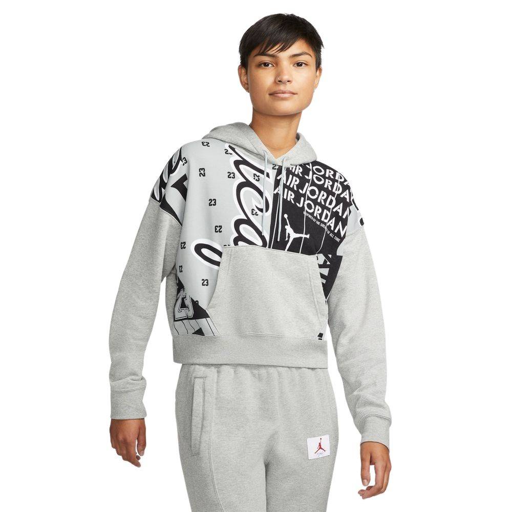 NIKE JORDAN WOMENS ALL-OVER-PRINT CROPPED HOODIE