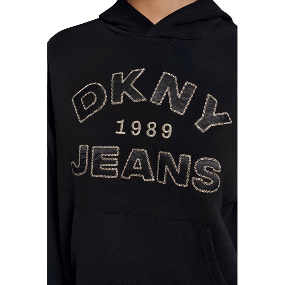 DKNY JEANS SATIN APPLIQUE CHAINSTITCH LOGO SWEATSHIRT
