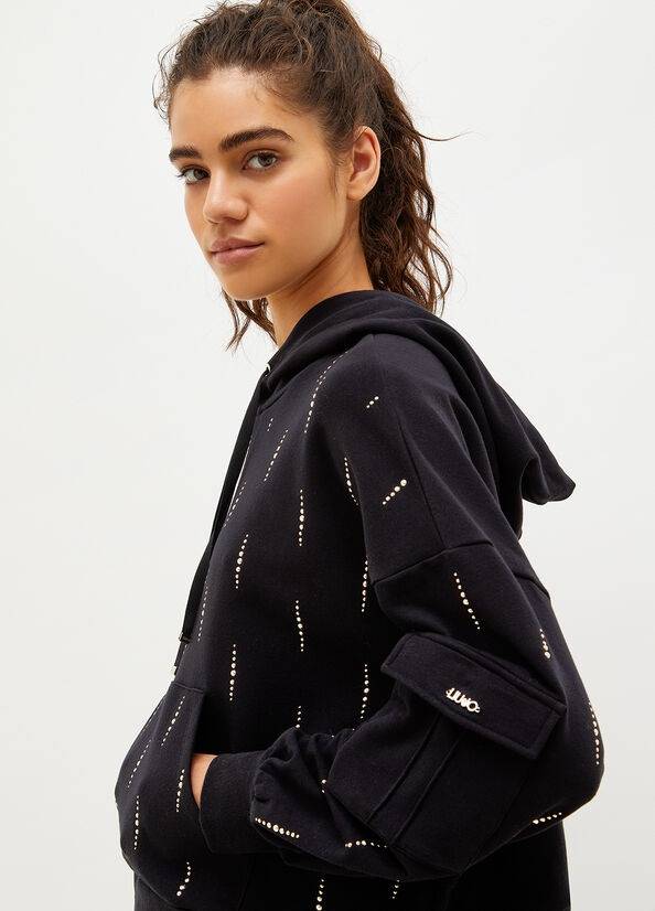 LIU JO LOGO SWEATSHIRT WITH GEMSTONES