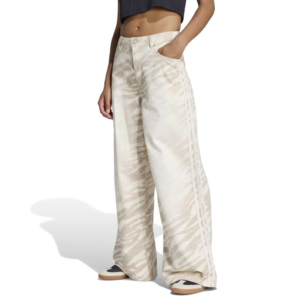 ADIDAS ORIGINALS ADILENIUM SEASON 6 ZEBRA PRINT WIDE LEG DENIM PANTS