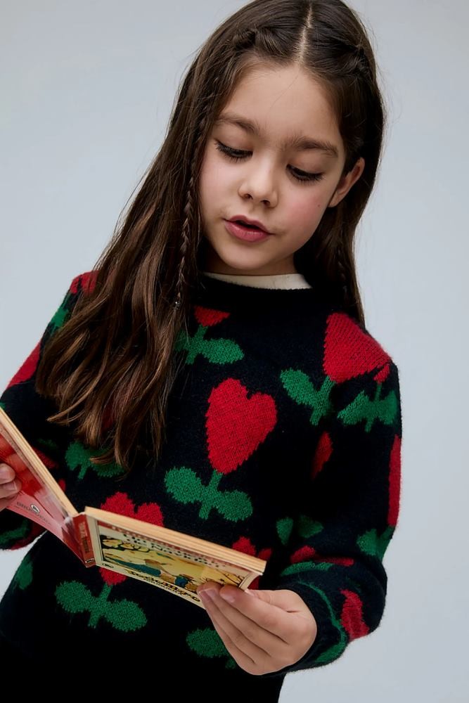 COMPANIA FANTASTICA CYCLAMEN PRINT KNIT SWEATER