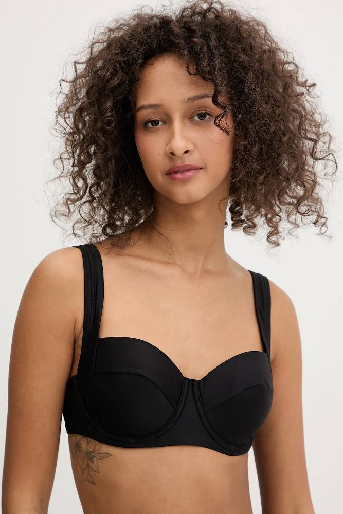 DKNY U WIRE SHIRRED BANDEAU TOP BIKINI