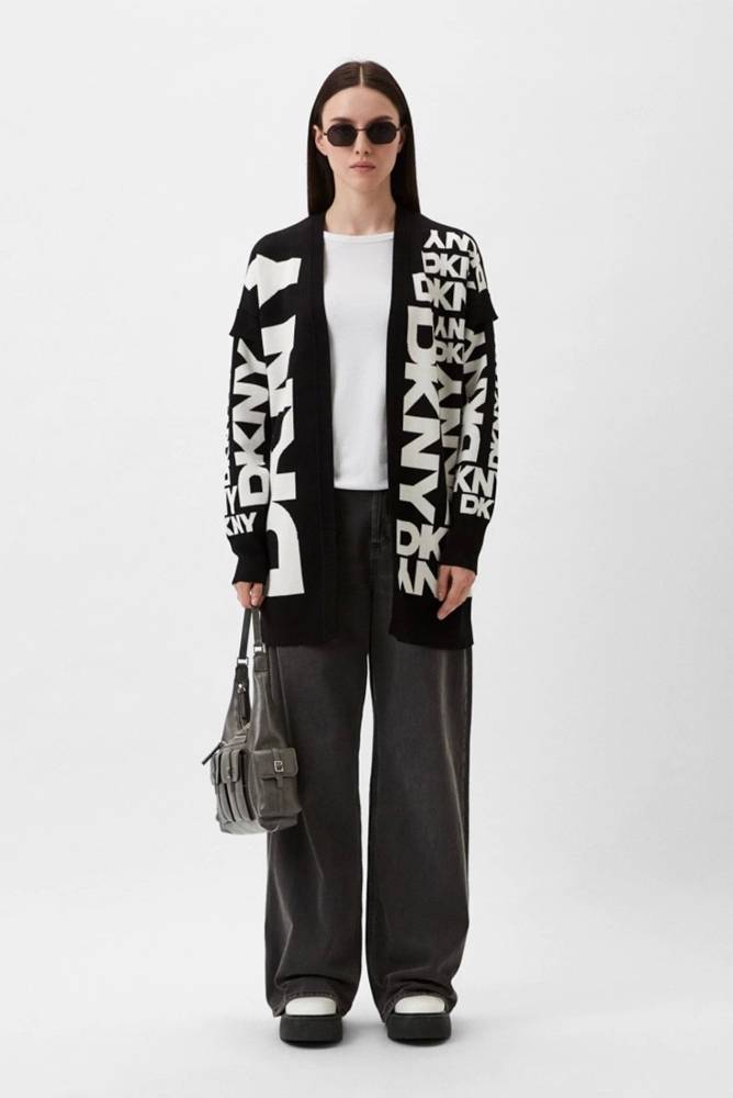 DKNY L/S OPEN FRONT EXPLODED SWEATER