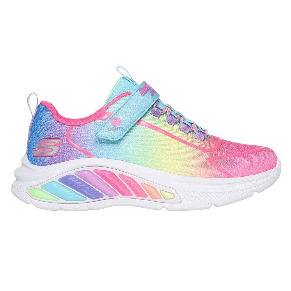 SKECHERS RAINBOW CRUISERS - LIGHTED BUNGEE & STRAP GIRLS SNEAKER