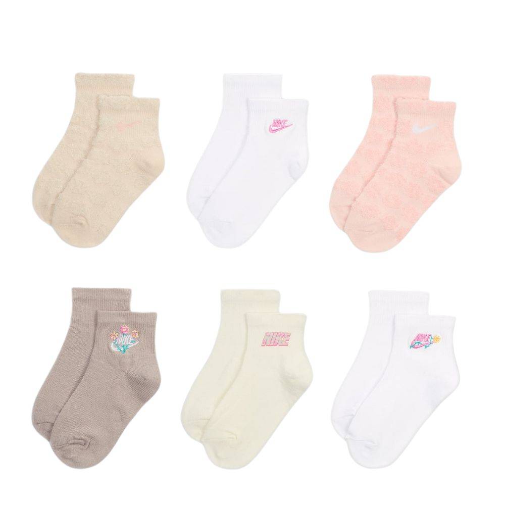 NIKE GIRLS FLOWRAL 6PK ANKLE SOCKS