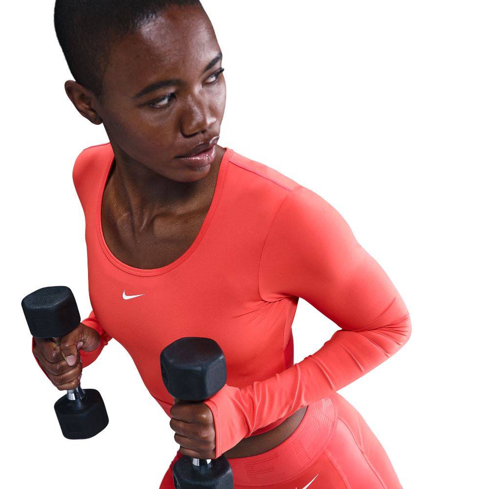 NIKE PRO DRI-FIT WOMENS LS CROPPED TOP