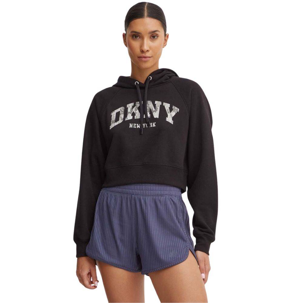 DKNY CAMO SPARKLE LOGO CROP HOODIE