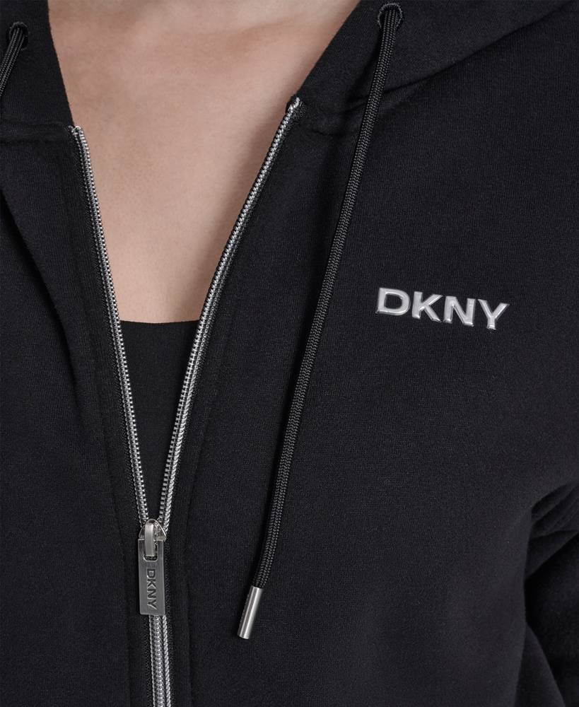 DKNY LOGO ZIP-THRU HOODIE