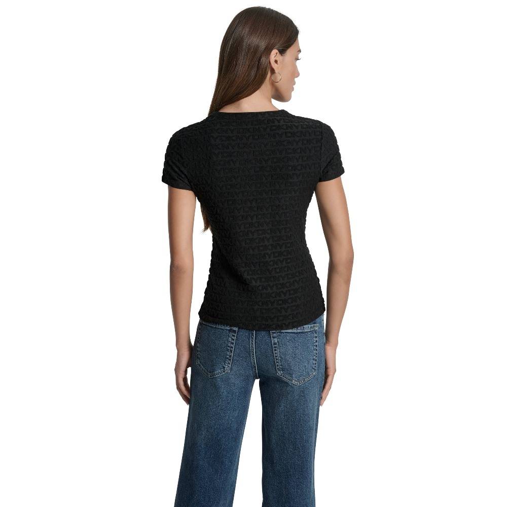 DKNY LOGO JACQUARD SHORT SLEECE CREW NECK TEE