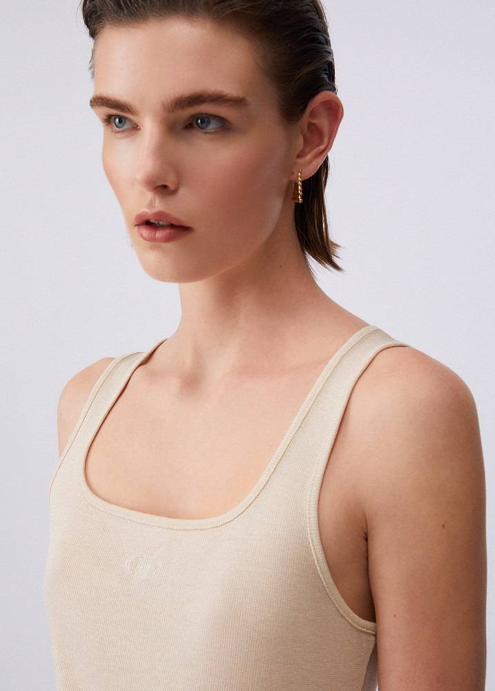 LIU JO SLEEVELESS TANK WITH MONOGRAM LOGO