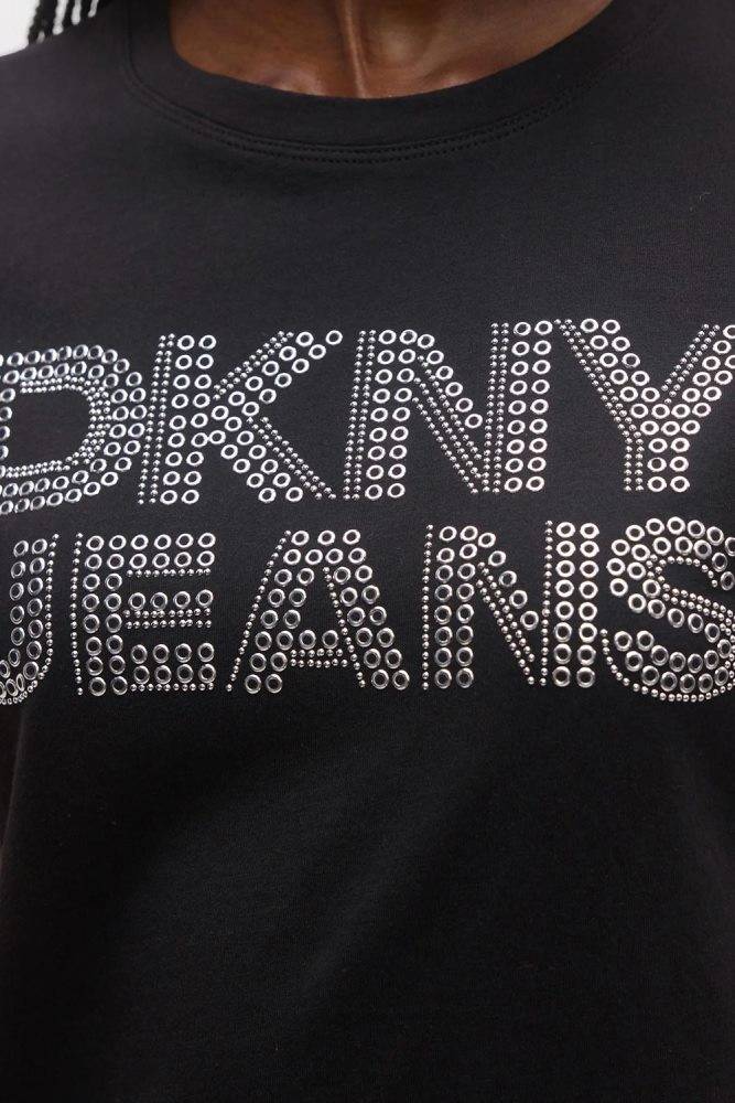 DKNY STUDDED LOGO CREW NECK TEE