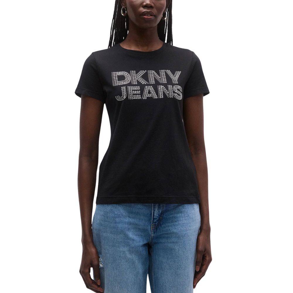 DKNY STUDDED LOGO CREW NECK TEE