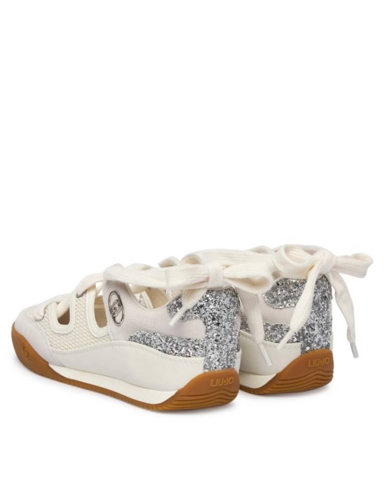 LIU JO LEWIS 03 - SUEDE BALLET SNEAKERS WITH GLITTER INSERTS