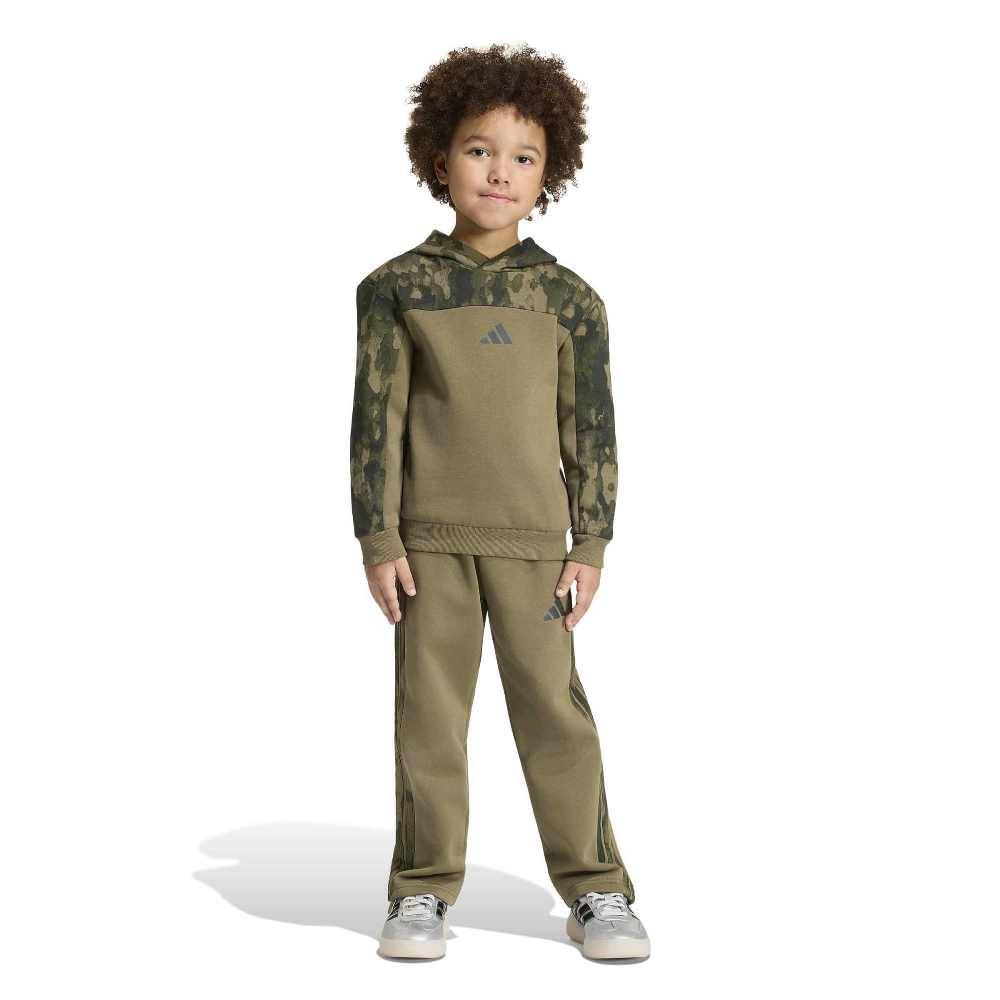 ADIDAS LITTLE KIDS SEASONAL ESSENTIALS HOODED FLEECE JOGGER SET LITTLE